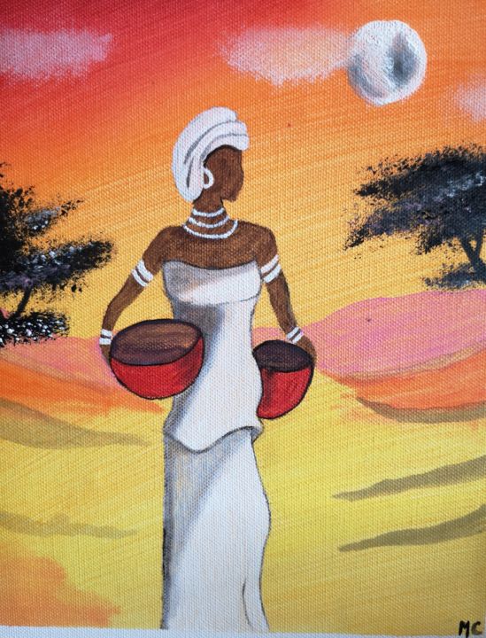 Peinture intitulée "Culture africaine" par Maeva Combe, Œuvre d'art originale, Acrylique