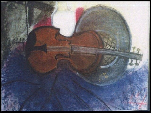 Painting titled "violon" by Maevy, Original Artwork, Oil