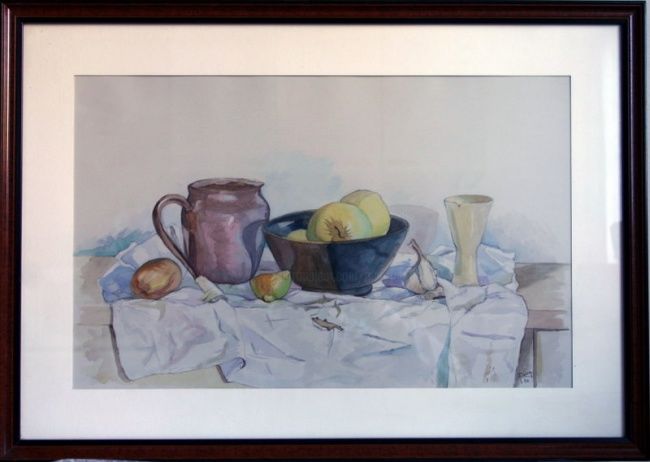 Painting titled "Nature morte au pic…" by Gilbert Foing, Original Artwork