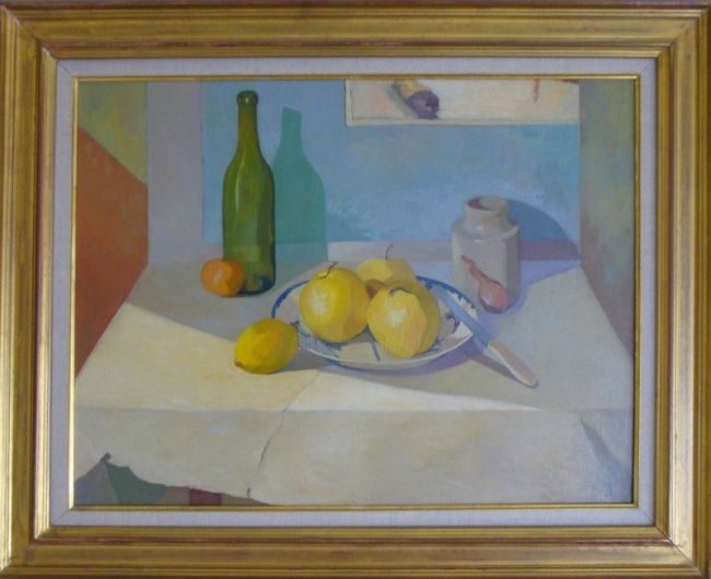 Painting titled "Nature morte aux po…" by Gilbert Foing, Original Artwork