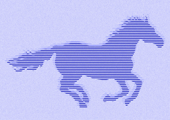Digitale Kunst mit dem Titel "Blue Horse" von Mohamed Odjo, Original-Kunstwerk, 2D digitale Arbeit