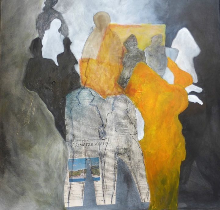 Painting titled "sans" by Eve Domy, Original Art, Collages