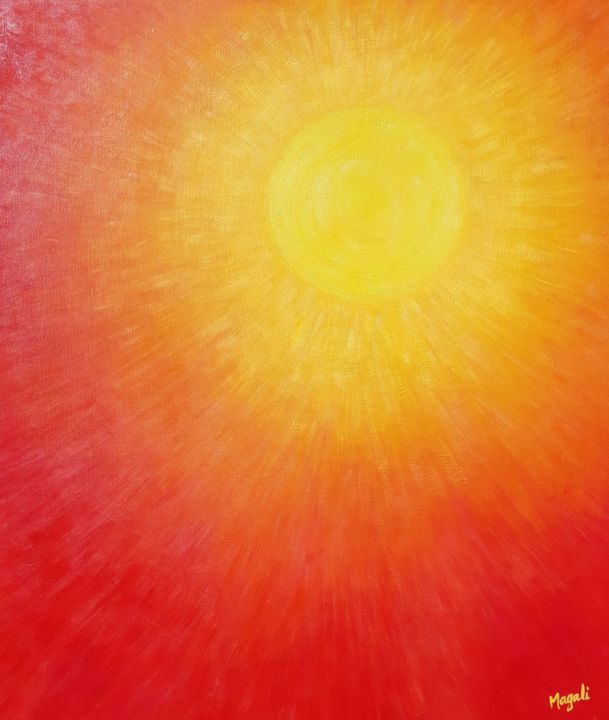 Peinture intitulée "Soleil" par Magali Augris, Œuvre d'art originale, Acrylique Monté sur Châssis en bois