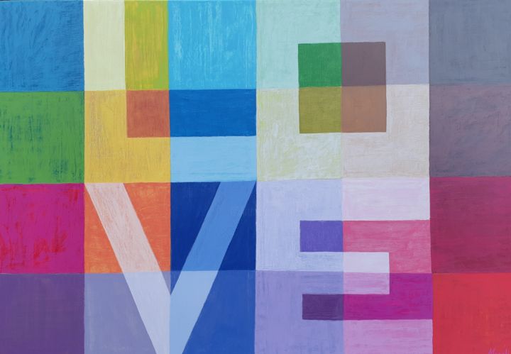 Malarstwo zatytułowany „Love” autorstwa Magali Augris, Oryginalna praca, Akryl Zamontowany na Drewniana rama noszy