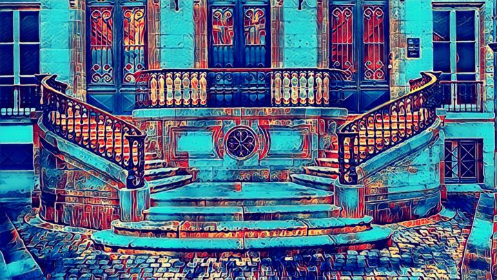 Fotografía titulada "Double escaliers.jpg" por Balaya, Obra de arte original