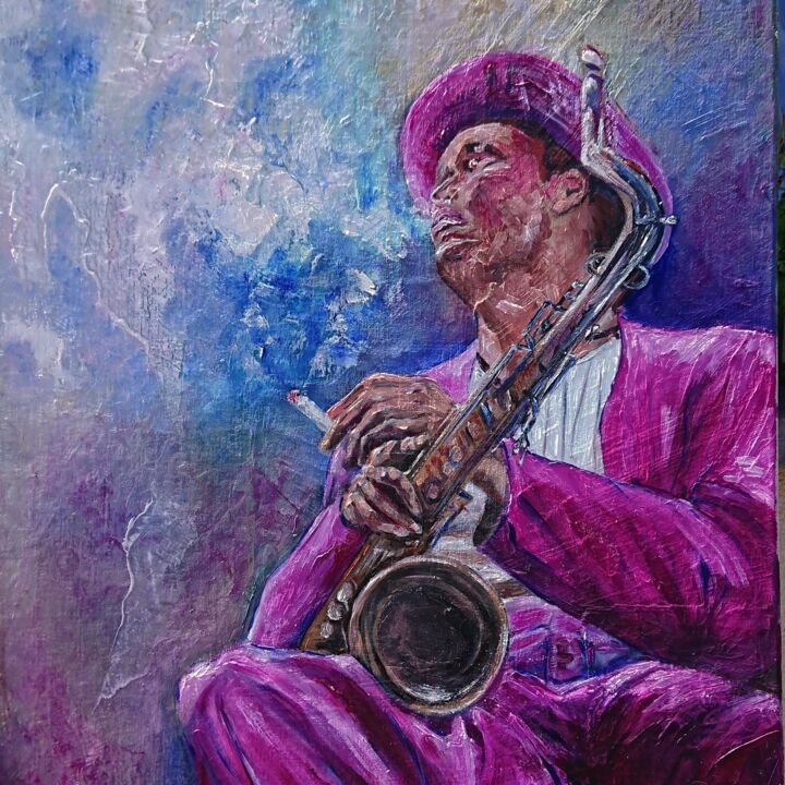 Painting titled "Jazzy" by Magali Bourguignon, Original Artwork, Oil
