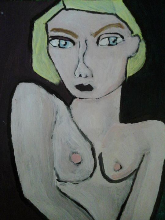 Painting titled "Nude" by Magali Chaton, Original Artwork, Acrylic