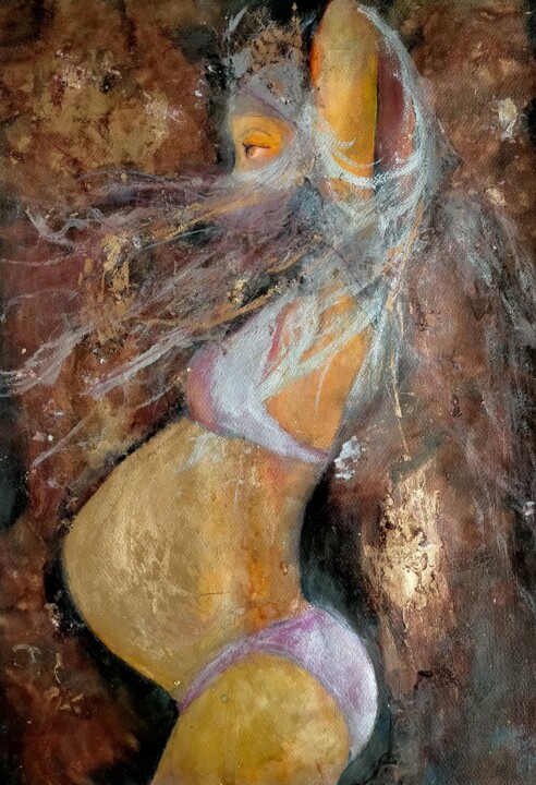 Peinture intitulée "Cosmos" par Magali Lanies (Amani Lizah Glaise), Œuvre d'art originale, Encre