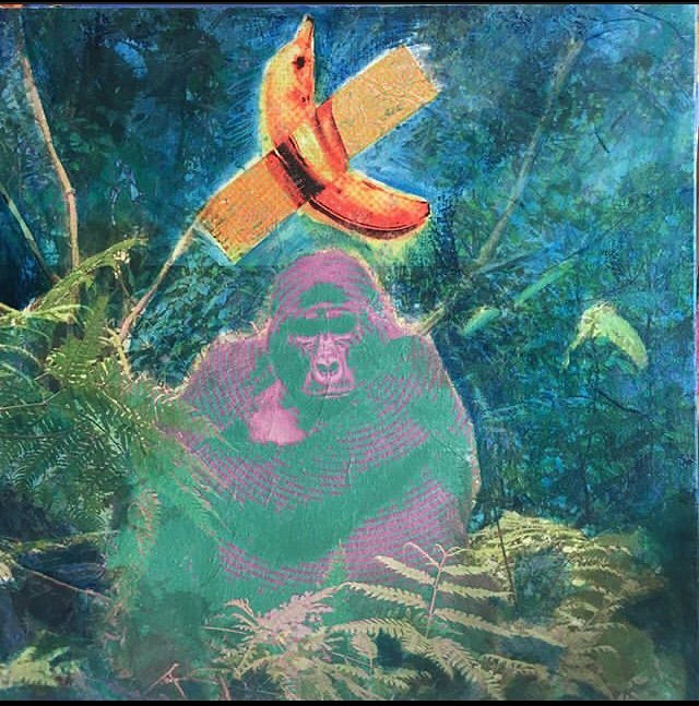 Painting titled "LFDG 2, le gorille" by Marcelle Delacité, Original Artwork, Oil