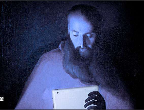 Gravures & estampes intitulée "Saint Jérôme à la l…" par Marcelle Delacité, Œuvre d'art originale, Peinture numérique