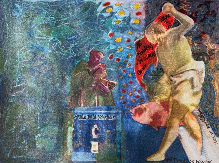 Pintura intitulada "A splat tragedy in…" por Marcelle Delacité, Obras de arte originais, Pigmentos