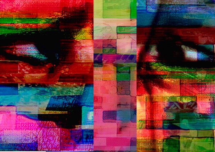 Arte digitale intitolato "Télévision 2" da Marcelle Delacité, Opera d'arte originale, Stampa digitale