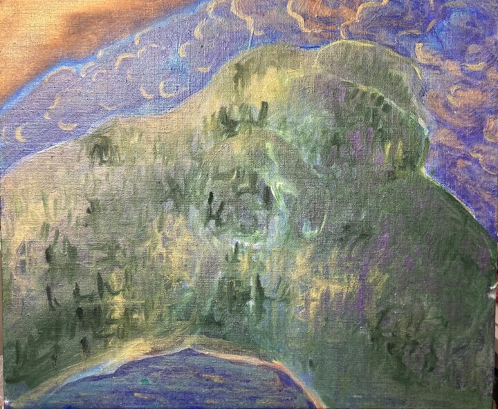 Pintura intitulada "Stormy sky at Mykon…" por Marcelle Delacité, Obras de arte originais, Acrílico