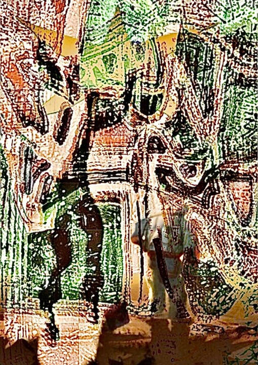 Digitale Kunst mit dem Titel "Icare en Dystopie" von Marcelle Delacité, Original-Kunstwerk, Digitale Malerei