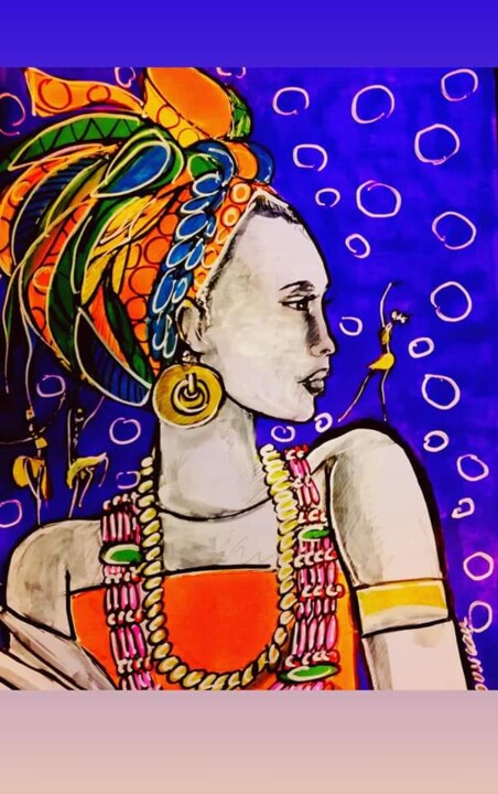 Drawing titled "AFRIQUE" by Magali Rousseau, Original Artwork