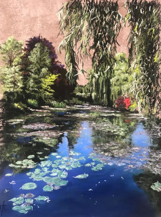 Painting titled "Giverny" by Magali Chami, Original Artwork, Pastel