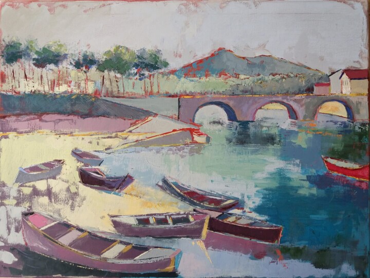 Painting titled "pays basque" by Magalie Mouret, Original Artwork, Oil