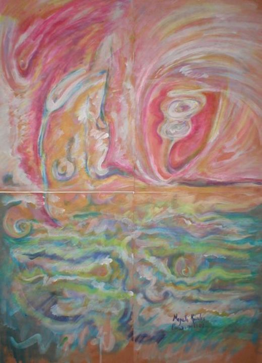 Pintura titulada "salido del agua" por Magali Reales, Obra de arte original