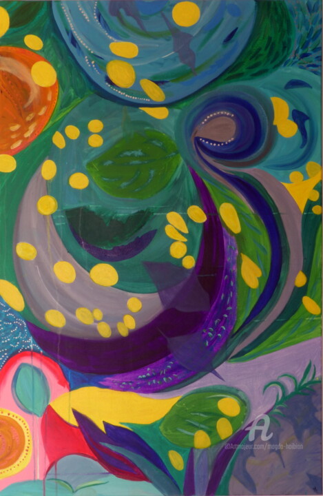Pintura titulada "Promenade lumineuse" por Magda Hoibian, Obra de arte original, Acrílico Montado en Bastidor de camilla de…