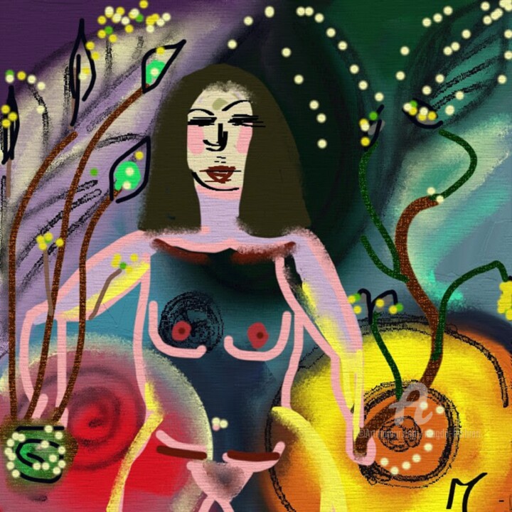 数字艺术 标题为“Femme_qui_plante.” 由Magda Hoibian, 原创艺术品, 数字油画