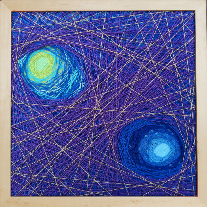 Textile Art titled "Planets" by Magdalena Kulawik, Original Artwork, String Art