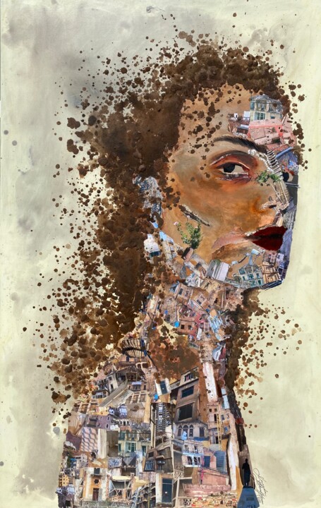 Pintura titulada "Determination 90 x…" por Magda Malkoun, Obra de arte original, Collages