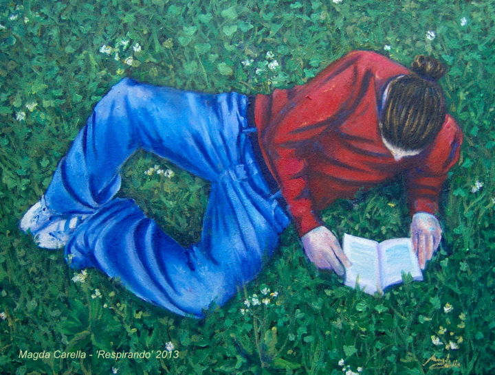 Painting titled "Respirando" by Magda Carella, Original Artwork, Oil