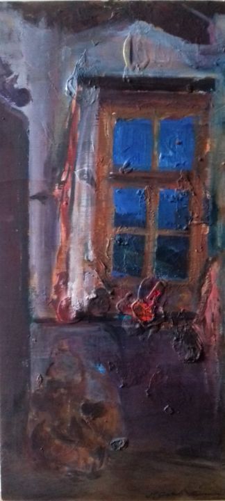 Painting titled "ultramarine window" by Magdalena Gintowt-Juchniewicz, Original Artwork, Acrylic