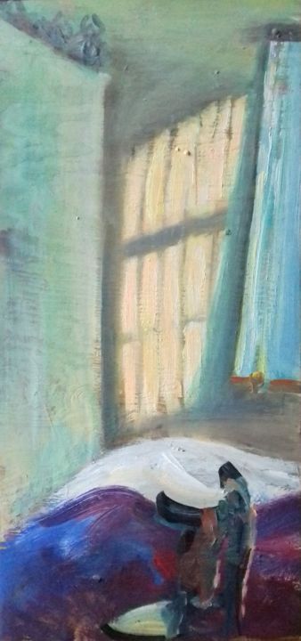 Painting titled "a window and a chair" by Magdalena Gintowt-Juchniewicz, Original Artwork, Acrylic