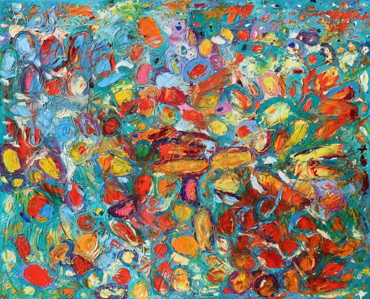 Картина под названием "Abstract textured p…" - Magdalena Walulik, Подлинное произведение искусства, Масло
