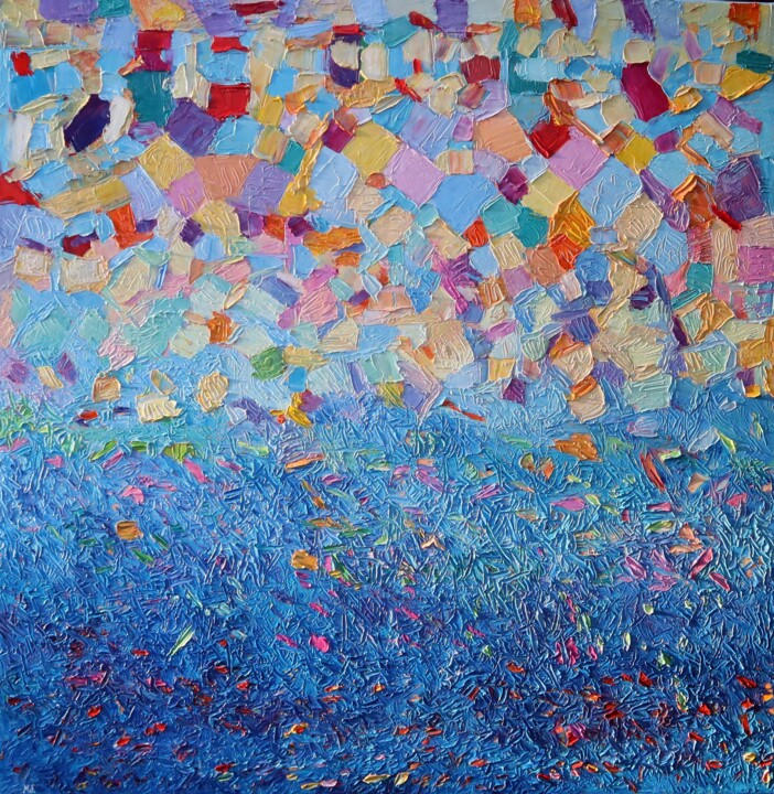 Peinture intitulée "Blue abstract art p…" par Magdalena Walulik, Œuvre d'art originale, Huile Monté sur Châssis en bois