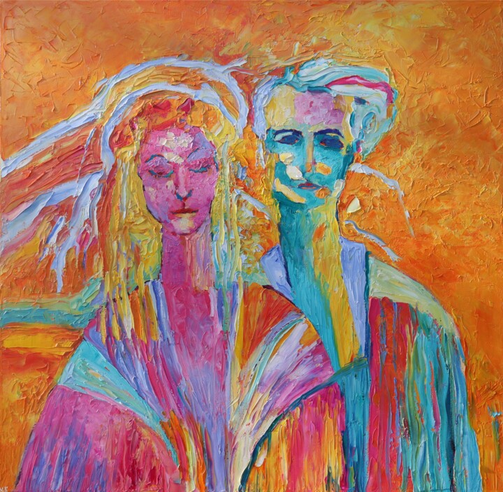 Painting titled "Wesele 156 oil on c…" by Magdalena Walulik, Original Artwork, Oil Mounted on Wood Stretcher frame