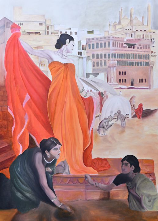 Картина под названием "India" - Mag Da Painter, Подлинное произведение искусства, Масло