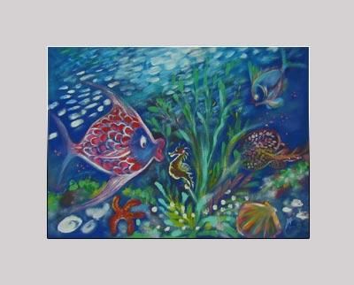 Pittura intitolato "L'aquarium de Valen…" da Magel, Opera d'arte originale, Olio