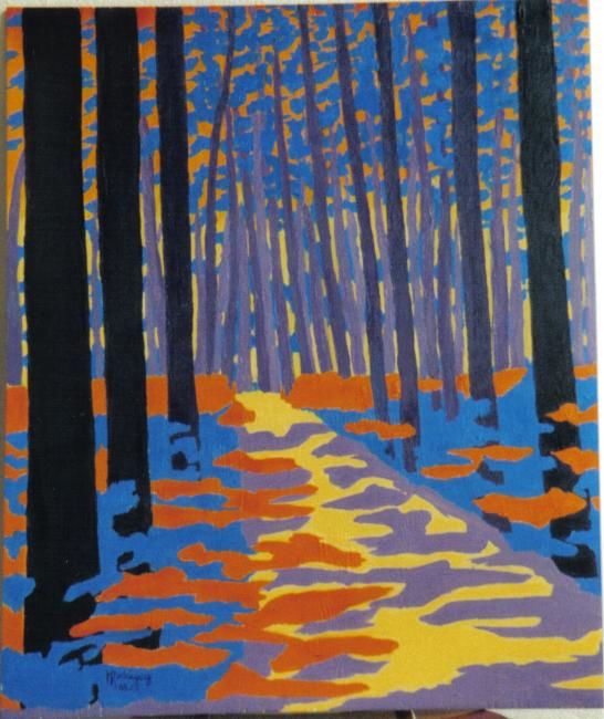 Картина под названием "Forêt enchantée" - Marguerite Rodriguez, Подлинное произведение искусства, Масло