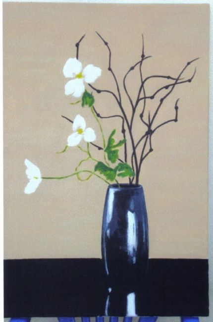 Painting titled "Vase noir" by Marguerite Rodriguez, Original Artwork, Oil