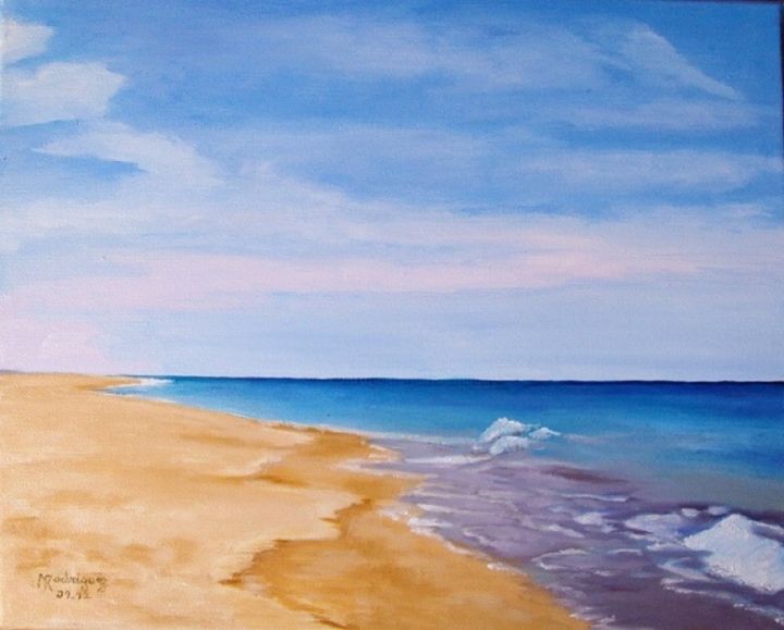 Peinture intitulée "Plage landaise" par Marguerite Rodriguez, Œuvre d'art originale, Huile