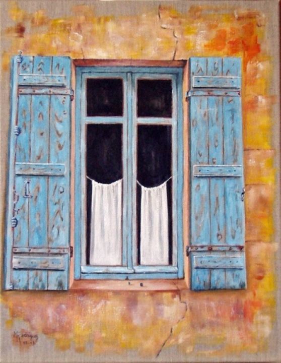 Peinture intitulée "Fenêtre sur cour" par Marguerite Rodriguez, Œuvre d'art originale, Huile