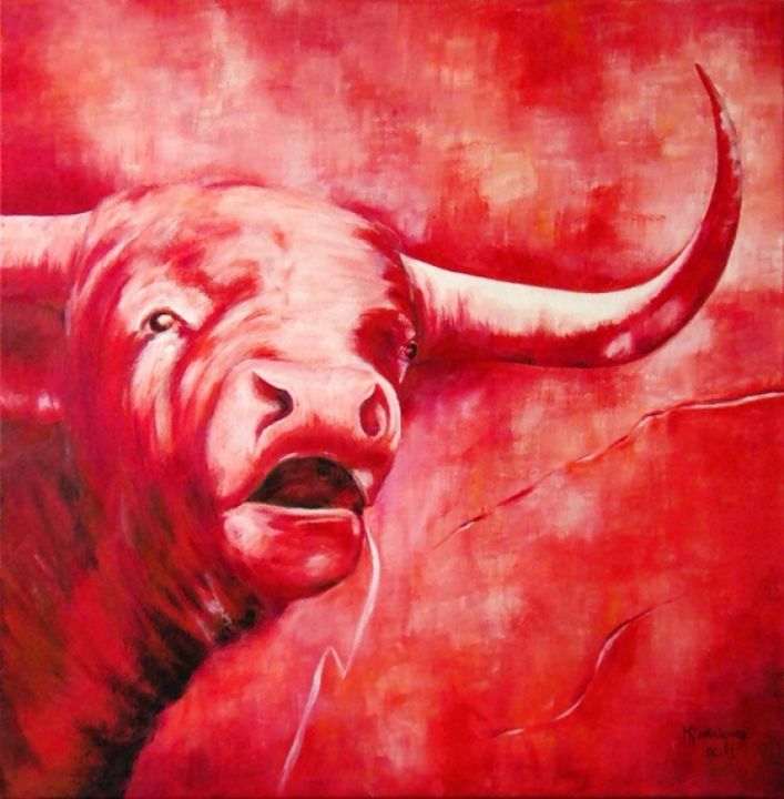 Pittura intitolato "Toro, d'après Loren" da Marguerite Rodriguez, Opera d'arte originale, Olio
