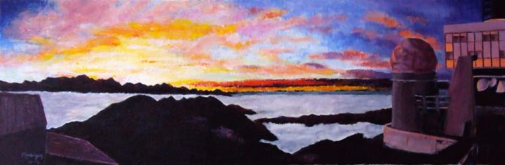 Pintura intitulada "coucher-soleil-pic-…" por Marguerite Rodriguez, Obras de arte originais, Acrílico