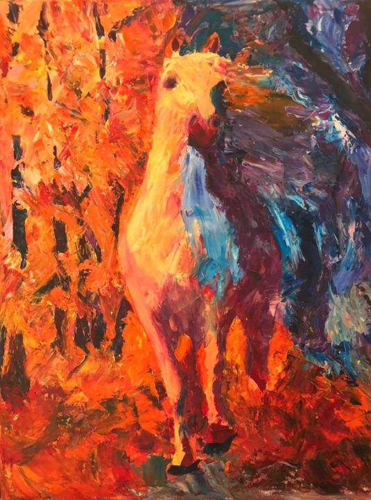 Peinture intitulée "HORSE" par Tara German, Œuvre d'art originale, Huile