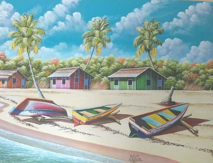 Картина под названием "the beach" - Magictouch, Подлинное произведение искусства, Акрил