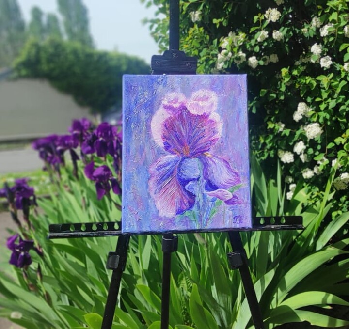 Peinture intitulée "un iris" par Alina Tagzieva, Œuvre d'art originale, Acrylique Monté sur Châssis en bois