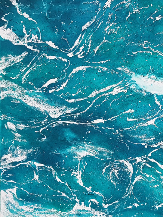 Картина под названием "Waves and sea #25 S…" - Svetlana Lileeva, Подлинное произведение искусства, Акварель
