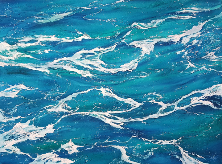 Peinture intitulée "Large abstract seas…" par Svetlana Lileeva, Œuvre d'art originale, Aquarelle