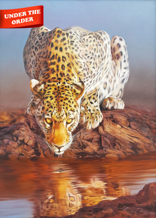 Peinture intitulée "Animal World, Leopa…" par Ilia Zherniak (Magicofcolour), Œuvre d'art originale, Huile