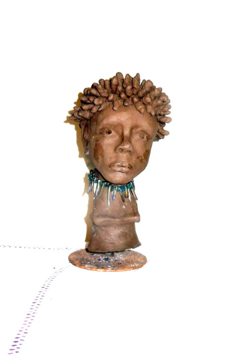 Sculpture intitulée "L'enfant africain" par Dominique B., Œuvre d'art originale, Céramique