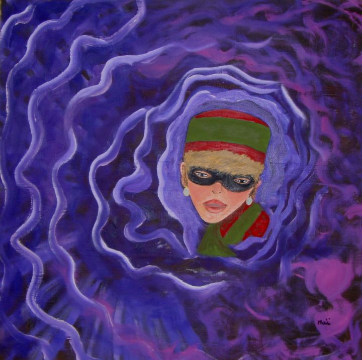 Peinture intitulée "méduse" par Maï Girac, Œuvre d'art originale, Huile