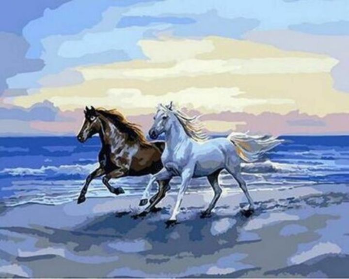 Painting titled "Horses" by Maka Magnolia, Original Artwork, Oil