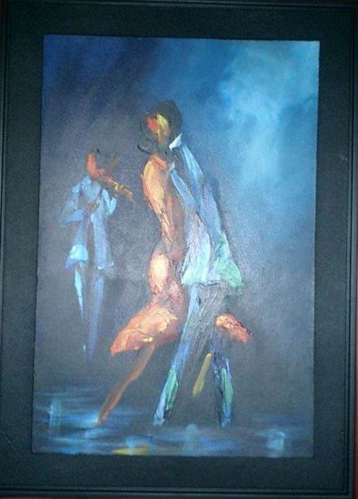 Painting titled "LA PAREJA DE BAILAR…" by Magoo, Original Artwork, Oil